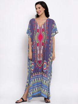 IKI CHIC - Multicoloured Printed Kaftan Long Dress