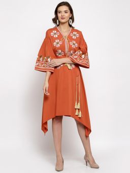IKI CHIC - Embroidered Kimono Sleeve Long Dress
