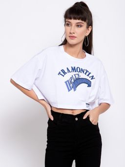IKI CHIC - Printed Oversized White T-Shirt