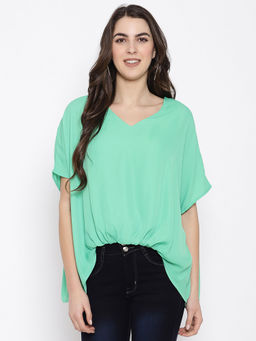 IKI CHIC - Draped Dolman Sleeve V-Neck Blouse