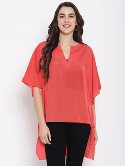 IKI CHIC - V-Neck Loose Style High-Low Kaftan Top