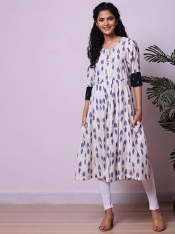 Biba - Off White Cotton Kurta (Set of 2)