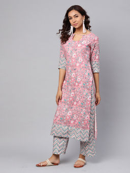 Idalia - Floral Print Kurta With Printed Palazzo Pants