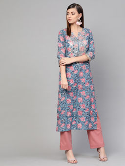 Idalia - Blue Printed Kurta