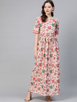 Idalia - Pink Frilled Waist Maxi Dress