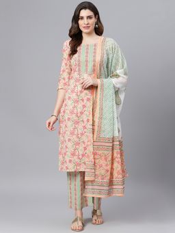 Idalia - Multi Color Printed Kurta with Printed Palazzo Pants And Dupatta (Set of 3)