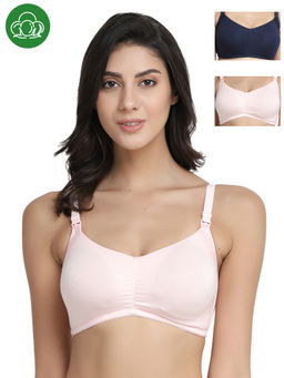 Inner Sense - Organic Antimicrobial Soft Feeding Bra with Removable Pads Pack of 3 - Multi-Color