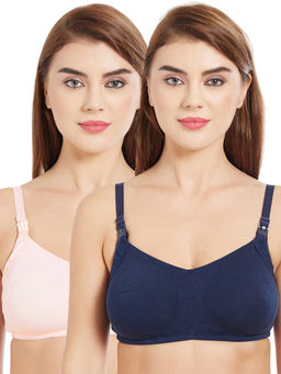 Inner Sense - Organic Antimicrobial Soft Feeding Bra with Removable Pads Pack of 2 - Multi-Color