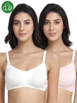 Inner Sense - Organic Antimicrobial Soft Feeding Bra with Removable Pads Pack of 2 - Multi-Color