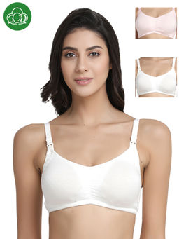 Inner Sense - Organic Antimicrobial Soft Feeding Bra with Removable Pads Pack of 3 - Multi-Color