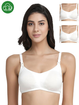 Inner Sense - Organic Antimicrobial Soft Feeding Bra with Removable Pads Pack of 3 - White