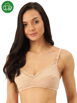 Inner Sense - Women's Organic Cotton Antimicrobial Soft Nursing Bra - Nude