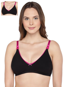 Inner Sense - Organic Cotton Antimicrobial Laced Nursing Bra Pack of 2 - Black