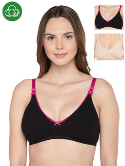 Inner Sense - Organic Cotton Antimicrobial Laced Nursing Bra Pack of 3 - Multi-Color