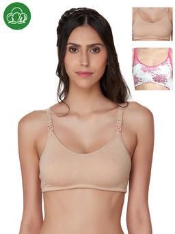 Inner Sense - Organic Cotton Antimicrobial Nursing Bra Pack of 3 - Multi-Color