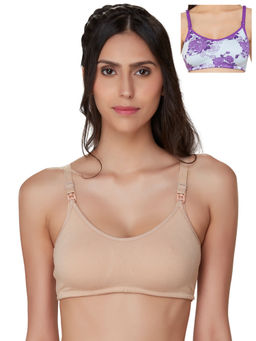 Inner Sense - Organic Antimicrobial Soft Feeding Bra Pack of 2 - Multi-Color