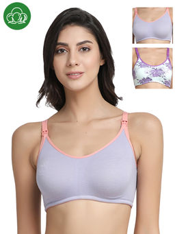 Inner Sense - Organic Cotton Antimicrobial Nursing Bra Pack of 3 - Multi-Color