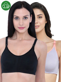 Inner Sense - Organic Antimicrobial Soft Nursing Bra Combo of 2 - Multi-Color