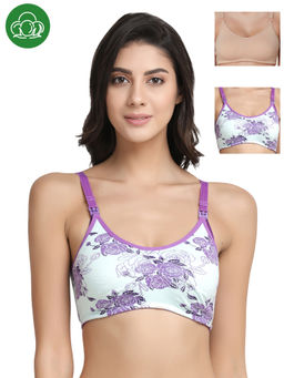 Inner Sense - Organic Antimicrobial Soft Nursing Bra Pack of 3 - Multi-Color