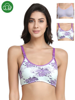 Inner Sense - Organic Antimicrobial Soft Nursing Bra Pack of 3 - Multi-Color