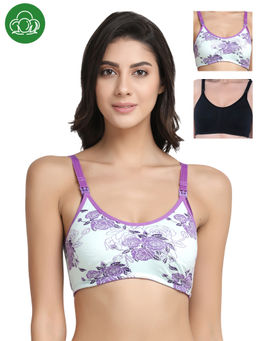 Inner Sense - Organic Antimicrobial Soft Nursing Bra Pack of 3 - Multi-Color