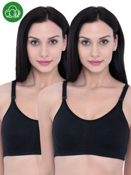 Inner Sense - Organic Antimicrobial Soft Nursing Bra Combo of 2 - Black