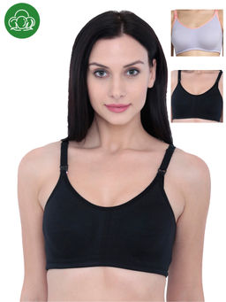 Inner Sense - Organic Antimicrobial Soft Nursing Bra Pack of 3 - Multi-Color