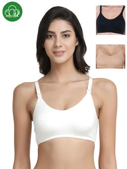 Inner Sense - Organic Antimicrobial Soft Nursing Bra Combo of 3 - Multi-Color