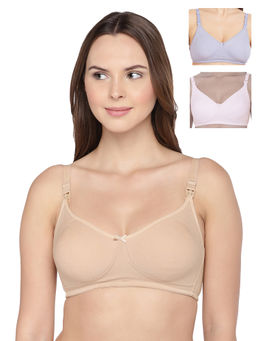 Inner Sense - Organic Cotton Antimicrobial Nursing Bra Pack of 3 - Multi-Color
