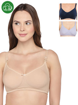 Inner Sense - Organic Cotton Antimicrobial Nursing Bra Pack of 3 - Multi-Color