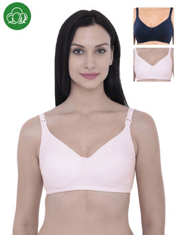 Inner Sense - Women's Full Cup Nursing Bra Pack of 3 - Multi-Color