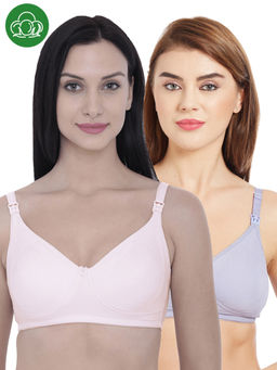 Inner Sense - Organic Cotton Antimicrobial Nursing Bra Pack of 2 - Multi-Color