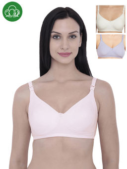 Inner Sense - Organic Cotton Antimicrobial Nursing Bra Pack of 3 - Multi-Color