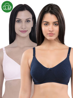 Inner Sense - Organic Cotton Antimicrobial Nursing Bra Pack of 2 - Multi-Color