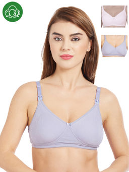 Inner Sense - Women's Full Cup Nursing Bra Pack of 3 - Multi-Color