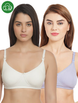 Inner Sense - Organic Cotton Antimicrobial Nursing Bra Pack of 2 - Multi-Color