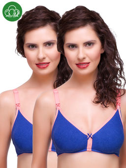 Inner Sense - Organic Cotton Antimicrobial Nursing Bra Pack of 2 - Blue