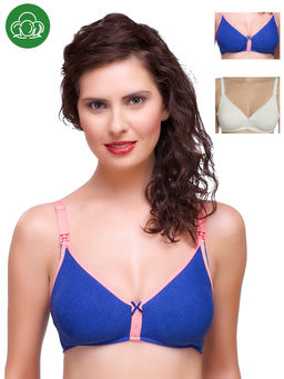 Inner Sense - Organic Cotton Antimicrobial Nursing Bra Pack of 3 - Multi-Color
