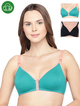 Inner Sense - Organic Cotton Antimicrobial Nursing Bra Pack of 3 - Multi-Color