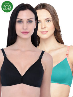 Inner Sense - Organic Cotton Antimicrobial Nursing Bra Pack of 2 - Multi-Color