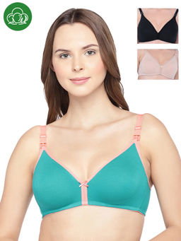 Inner Sense - Organic Cotton Antimicrobial Nursing Bra Pack of 3 - Multi-Color
