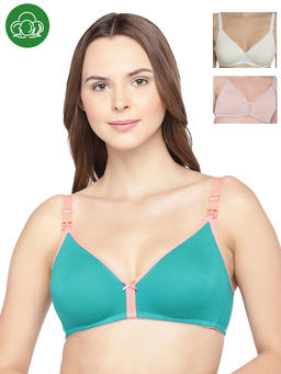 Inner Sense - Organic Cotton Antimicrobial Nursing Bra Pack of 3 - Multi-Color