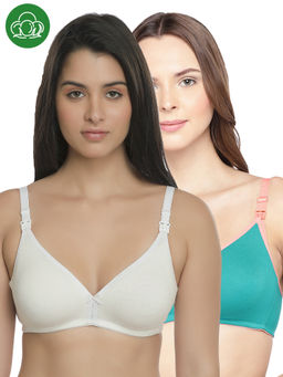 Inner Sense - Organic Cotton Antimicrobial Nursing Bra Pack of 2 - Multi-Color