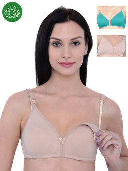 Inner Sense - Organic Cotton Antimicrobial Nursing Bra Pack of 3 - Multi-Color