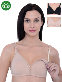 Inner Sense - Organic Cotton Antimicrobial Nursing Bra Pack of 3 - Multi-Color