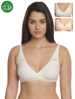 Inner Sense - Organic Antimicrobial Sleeping/Feeding Bra Pack Of 3 - Multi-Color