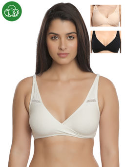 Inner Sense - Organic Antimicrobial Sleeping/Feeding Bra Pack Of 3 - Multi-Color