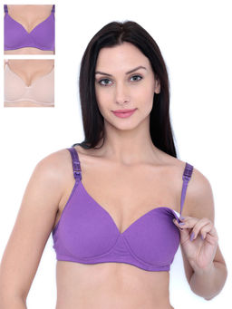 Inner Sense - Organic Cotton Antimicrobial Nursing Bra Pack of 3 - Multi-Color