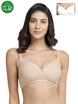 Inner Sense - Organic Cotton Antimicrobial Nursing Bra Pack of 2 - Multi-Color