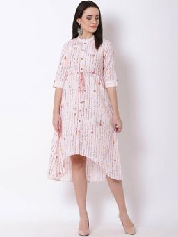 Rangriti - Orange Poly Cotton A-Line Knee Length Knee Length Dress